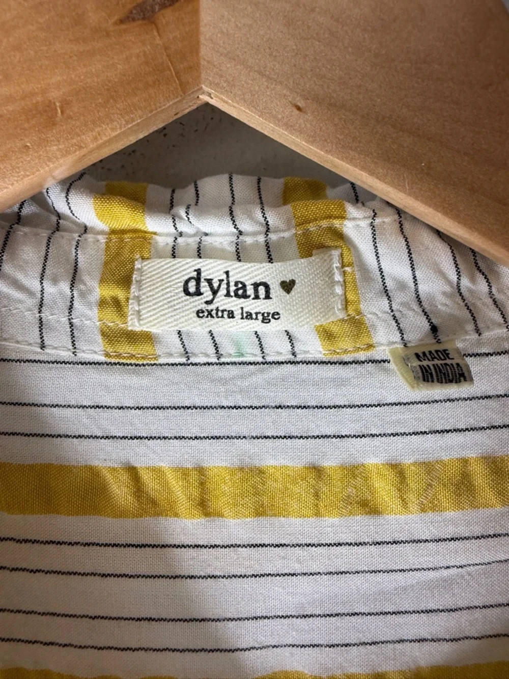 Dylan Yellow White Stripe Collar Short Sleeve Button Down XL - Picture 3 of 4